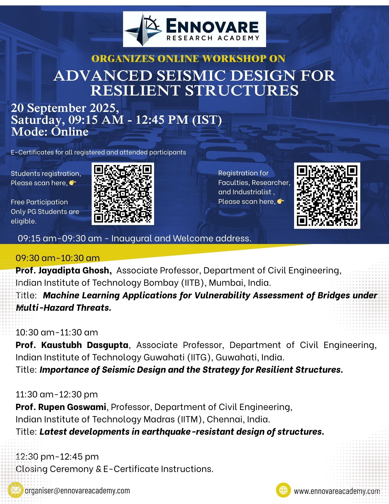 Online Workshop on Advanced Seismic Design For Resilient Structures 2025